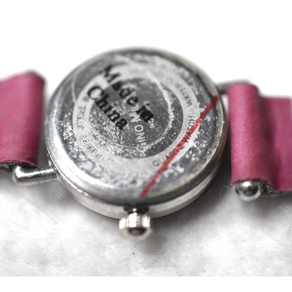 Gina Milano Tiny Delicate Red Textured Silicone Band Silver Tone Accent Watch - Picture 3 of 4